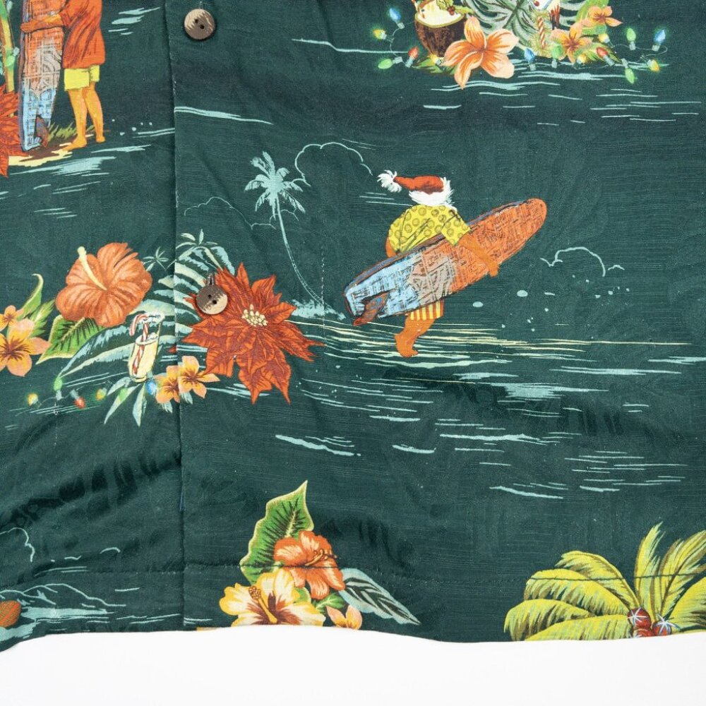 Tommy Bahama Santa Christmas Shirt Men's 3XL Silk Hawaiian Green Aloha Holidays - Picture 8 of 16